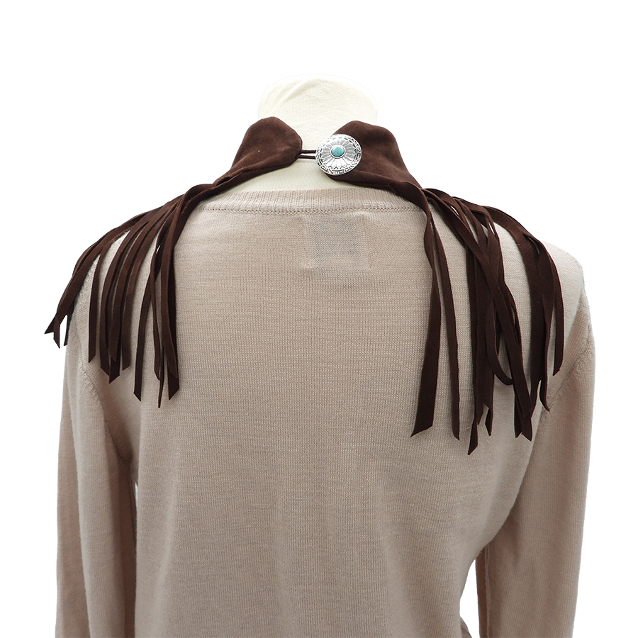 Texas Cowboy Fringe Collar in Liver Chestnut Suede Color