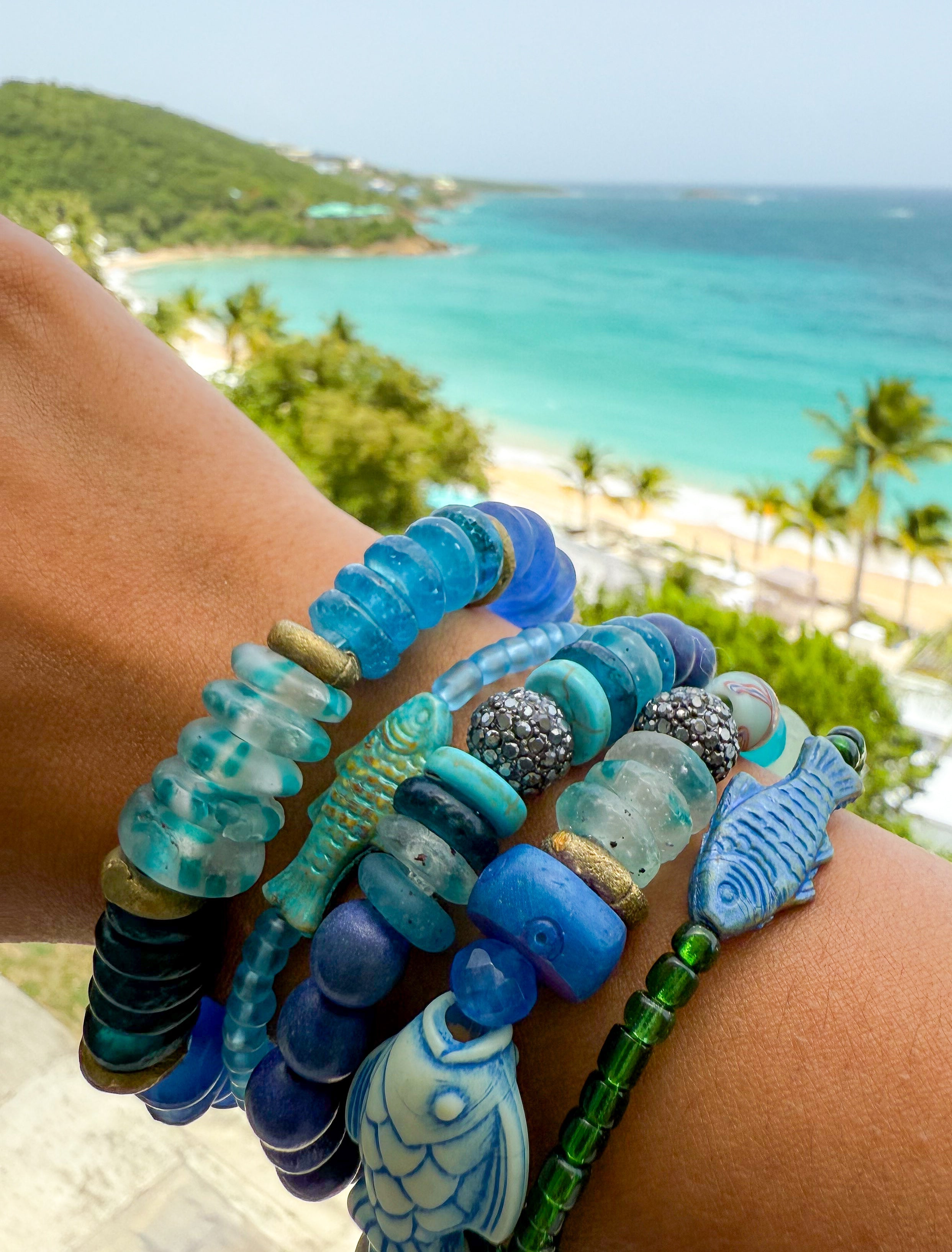 Intricate Stack Bracelet | Glass Azul