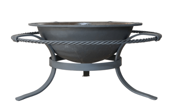 30-gallon fire pit with rope-like design on a white background