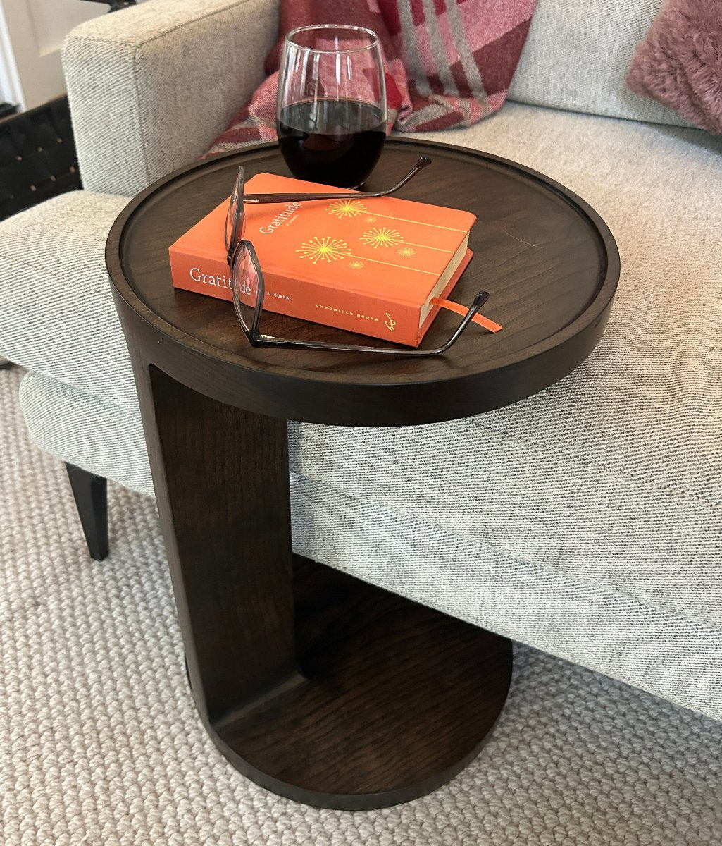 Dovetail Sofa Table | Modern Round C-Side C-Table Pull Up