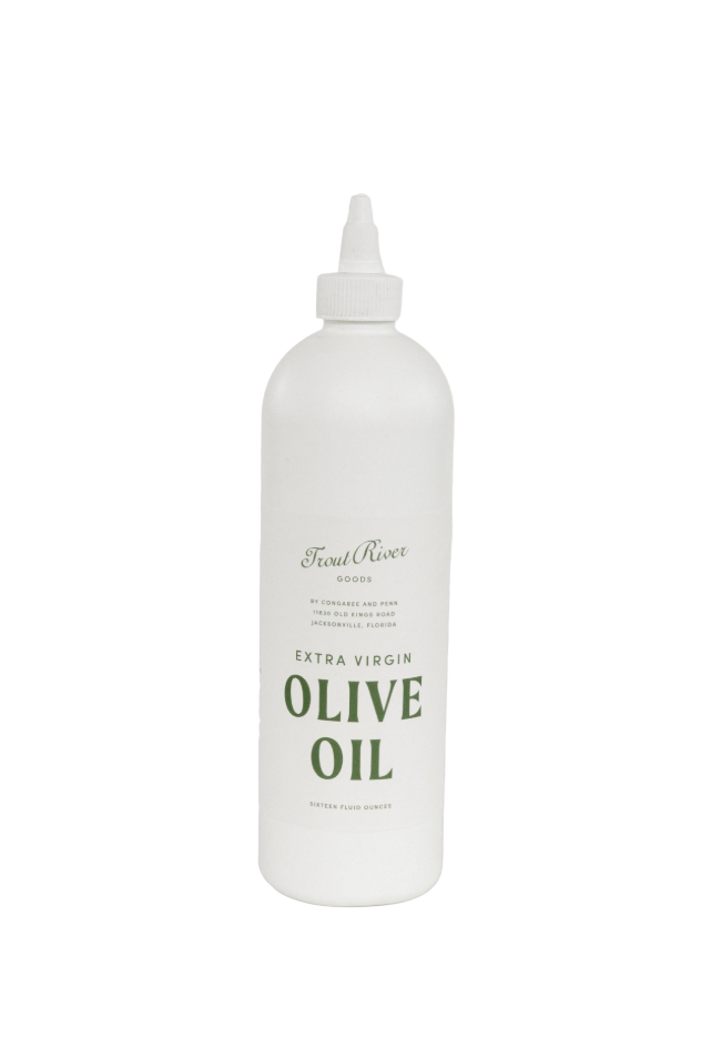 Bottle of extra virgin olive oil on a white background