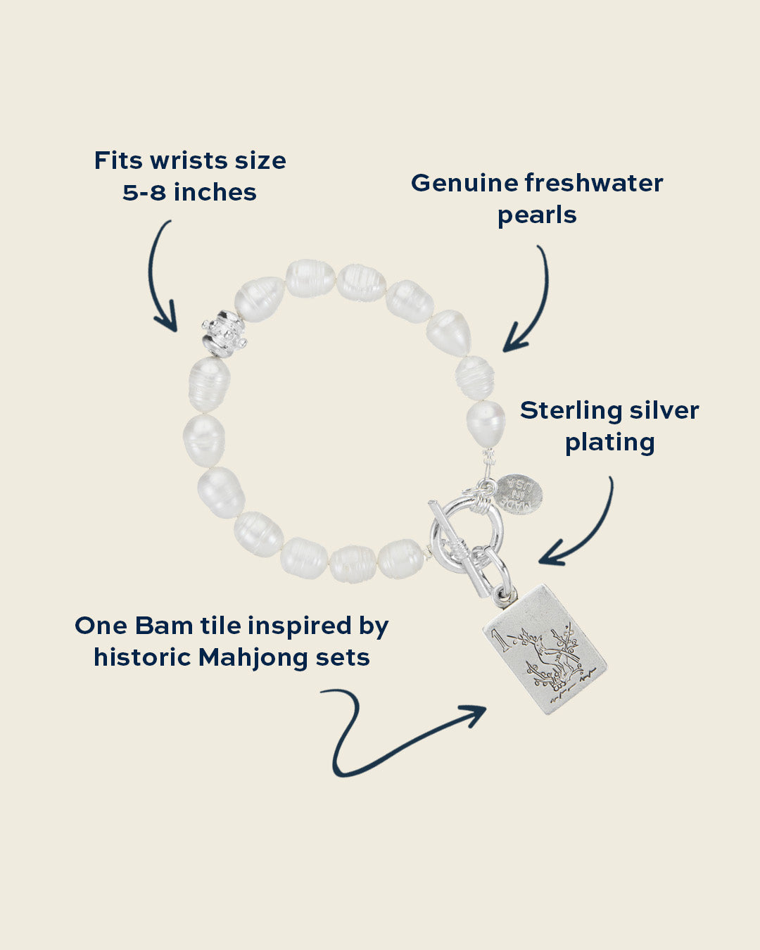 Bird Bam Mahjong Pearl Bracelet