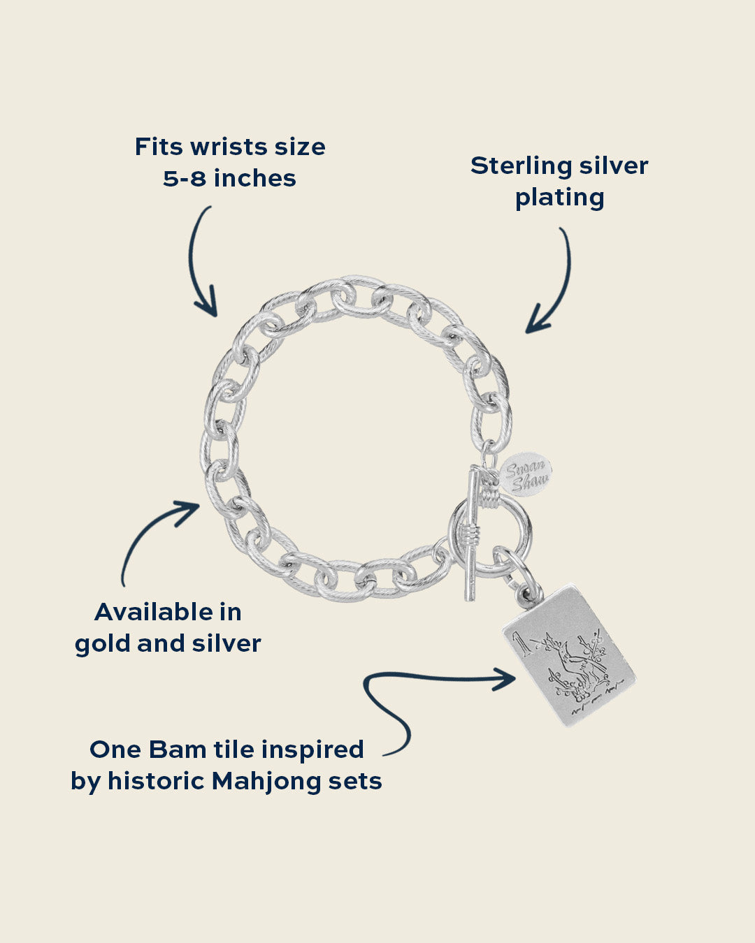 Bird Bam Mahjong Toggle Bracelet