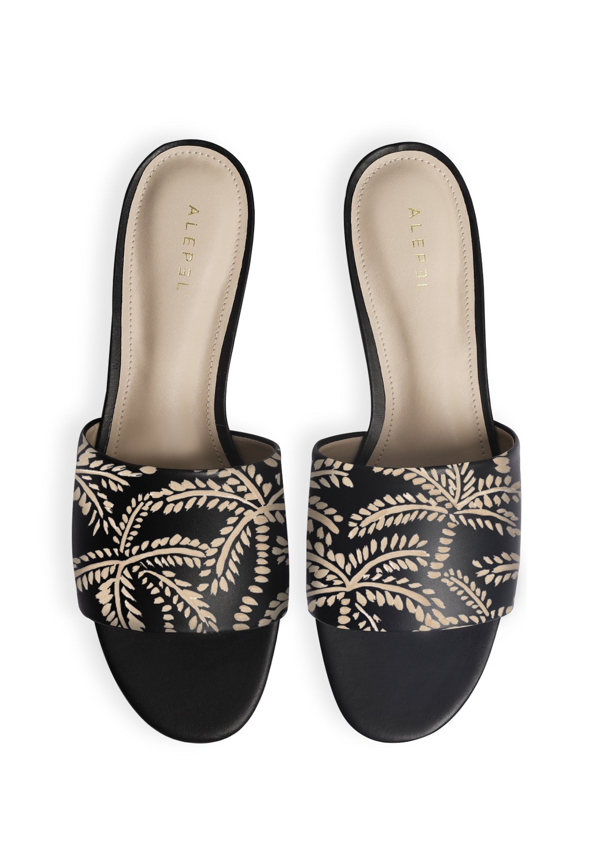 Beige Abstract Palms Black Slide