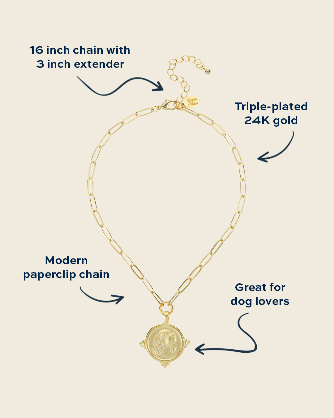 Spaniel Paperclip Necklace
