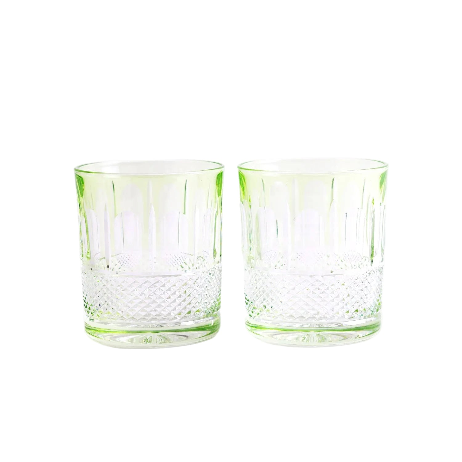 The Bohemian Crystal Tumblers - Set of 2 in Light Green