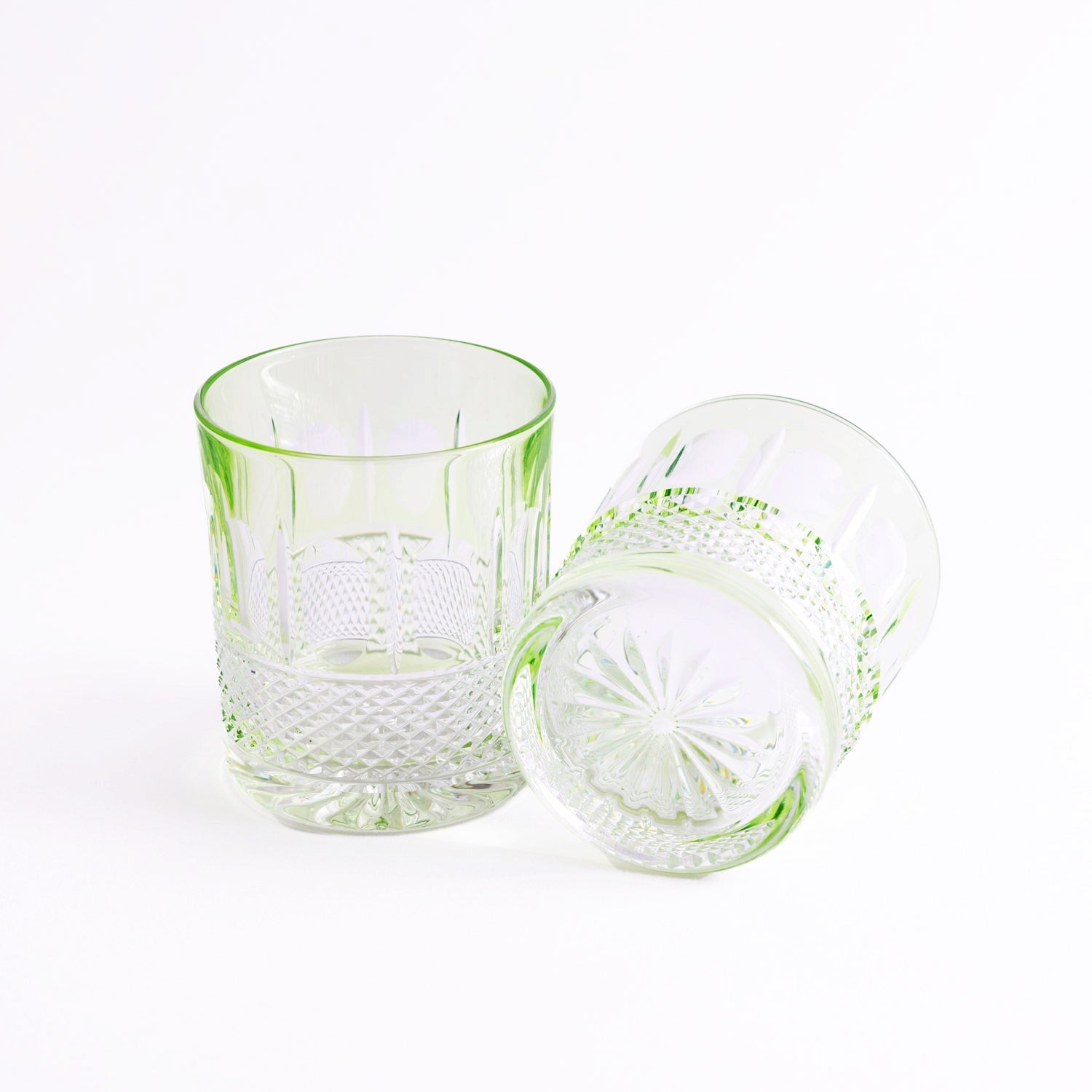 The Bohemian Crystal Tumblers - Set of 2 in Light Green