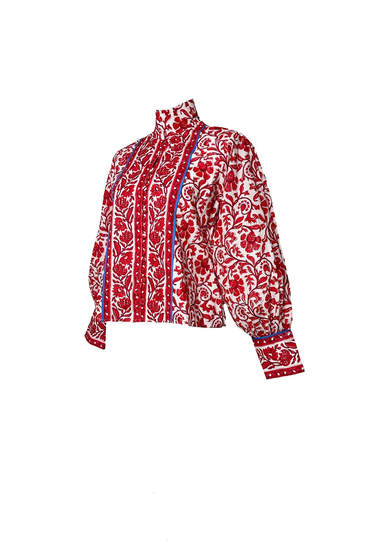 Boxy Balloon Sleeve Top Cherry Victorian Frieze
