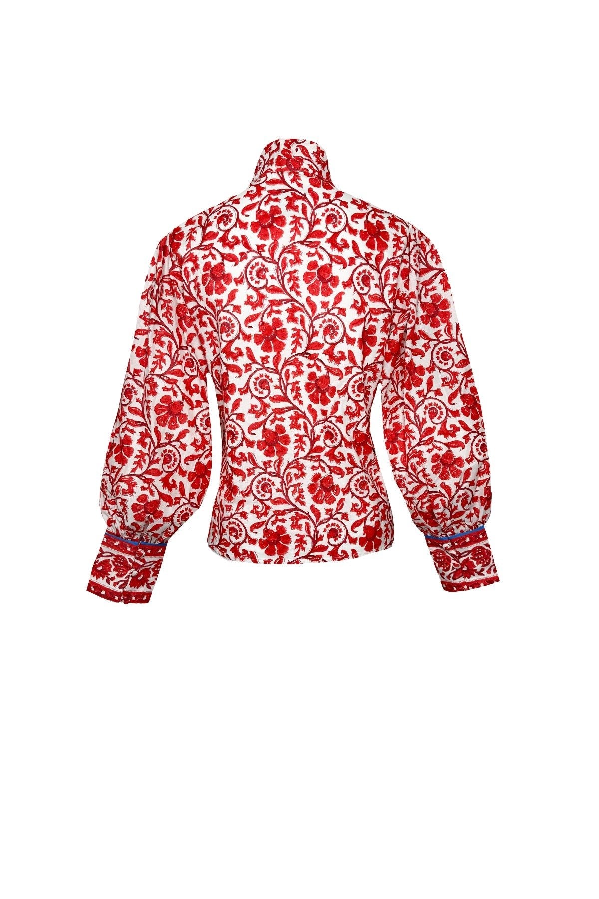 Boxy Balloon Sleeve Top Cherry Victorian Frieze