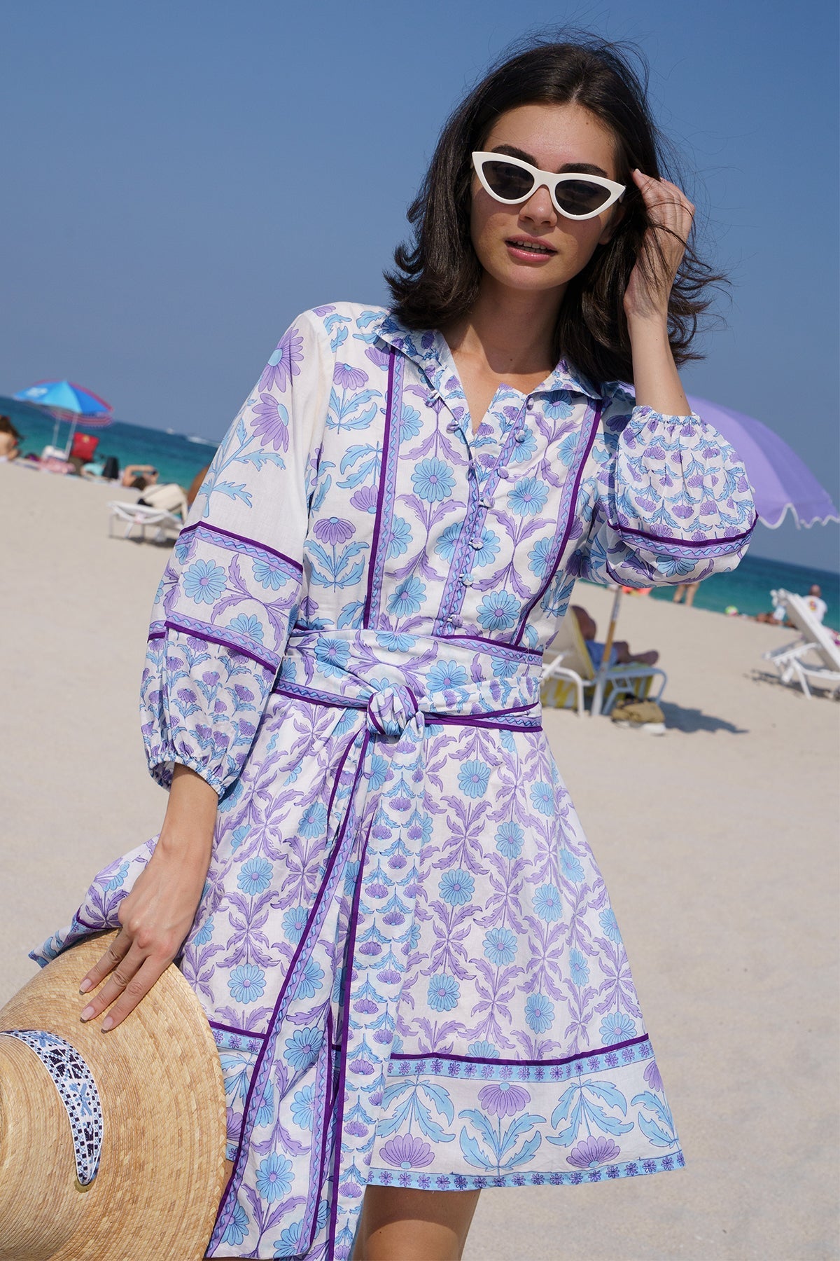SUE SARTOR Flounce Shorty | Periwinkle Daisy