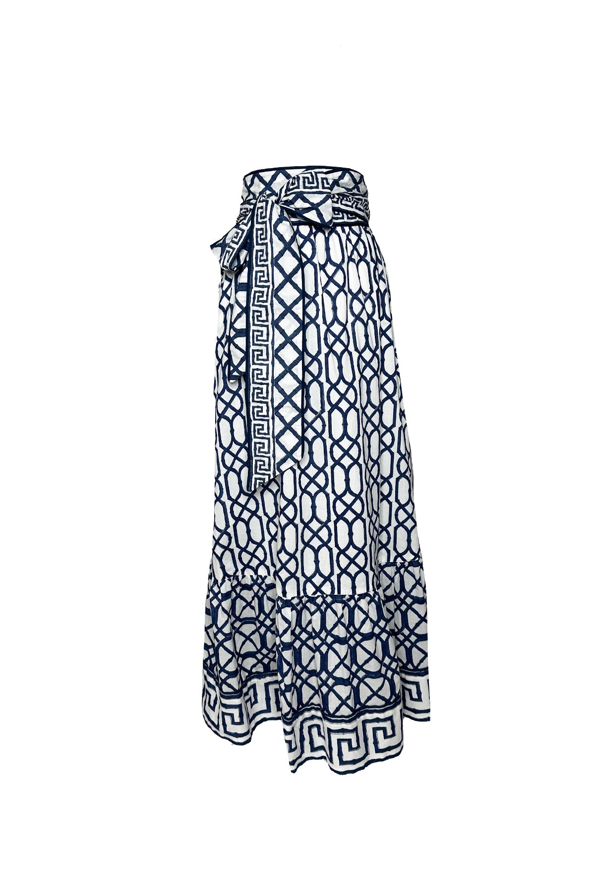 Sue Sartor Flounce Skirt in Navy Bamboo