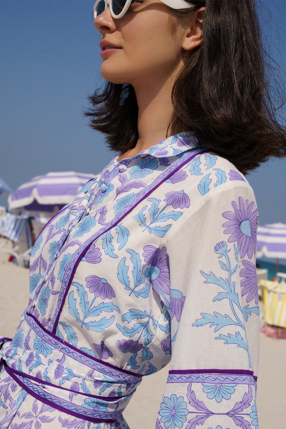 SUE SARTOR Flounce Shorty | Periwinkle Daisy