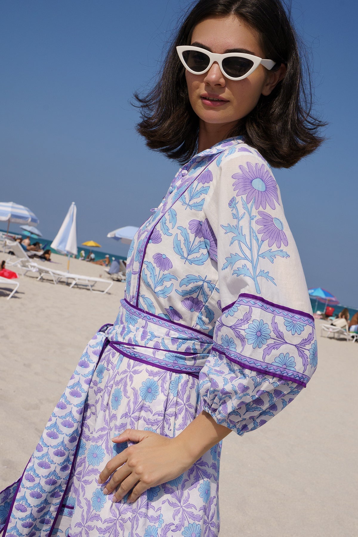 SUE SARTOR Flounce Shorty | Periwinkle Daisy