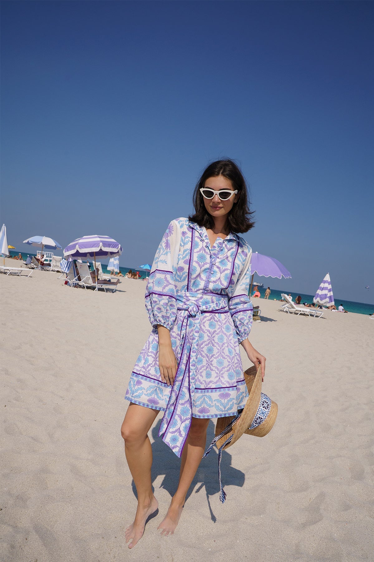 SUE SARTOR Flounce Shorty | Periwinkle Daisy