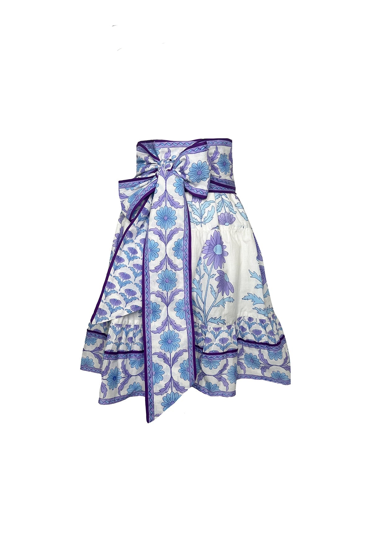 SUE SARTOR Flounce Mini Skirt | Periwinkle Daisy