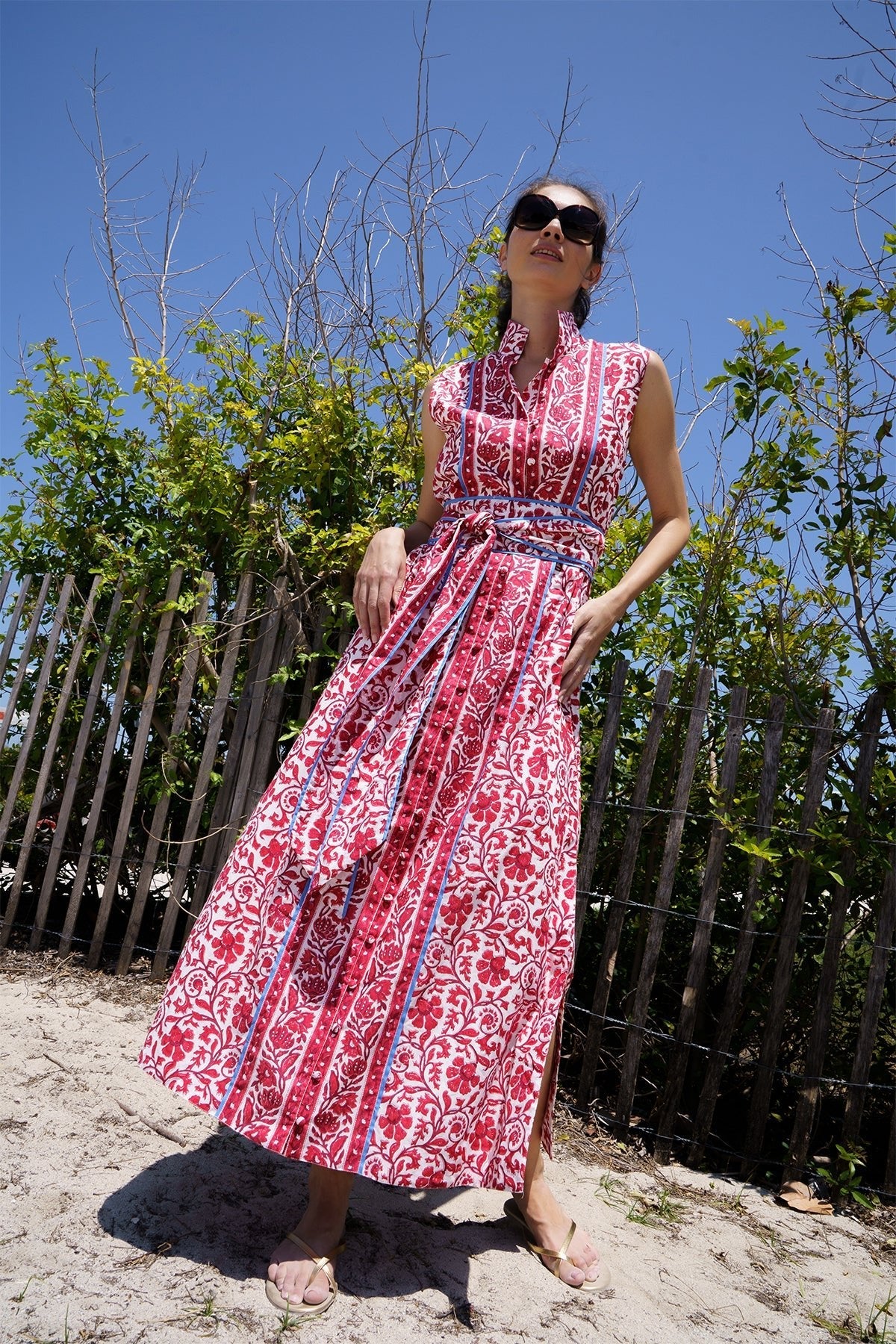 Sleeveless Marrakech Kaftan Cherry Victorian Frieze