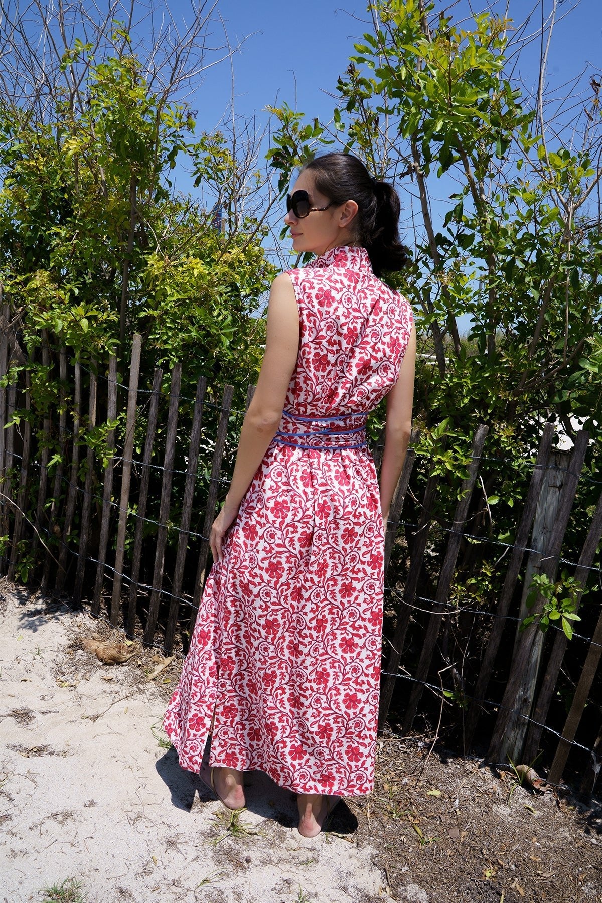 Sleeveless Marrakech Kaftan Cherry Victorian Frieze