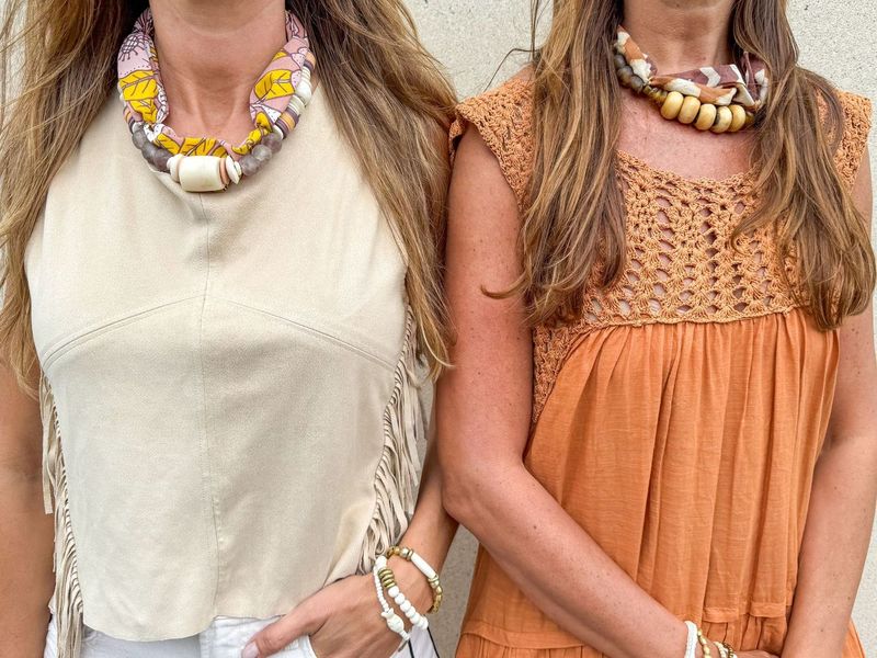 Beaded Bandana Necklace | Camel Desert