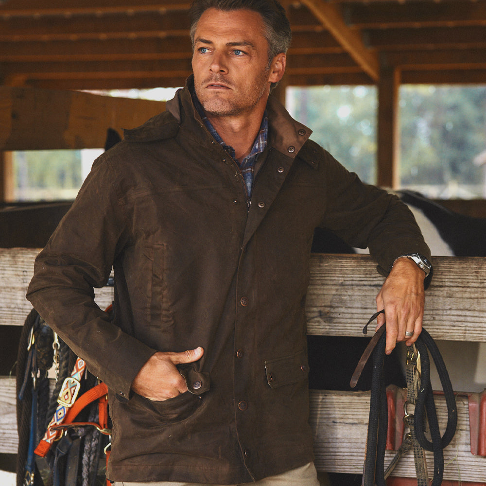 TSG Baeron Waxed Jacket in Rustic Olive