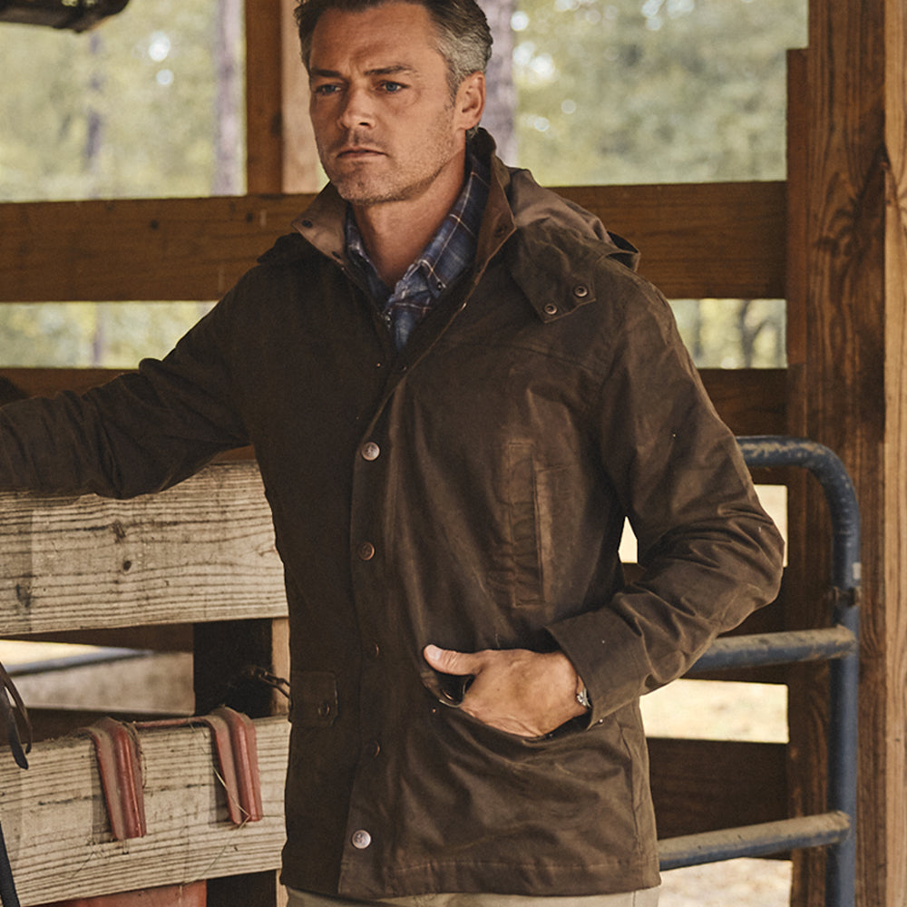 TSG Baeron Waxed Jacket in Rustic Olive