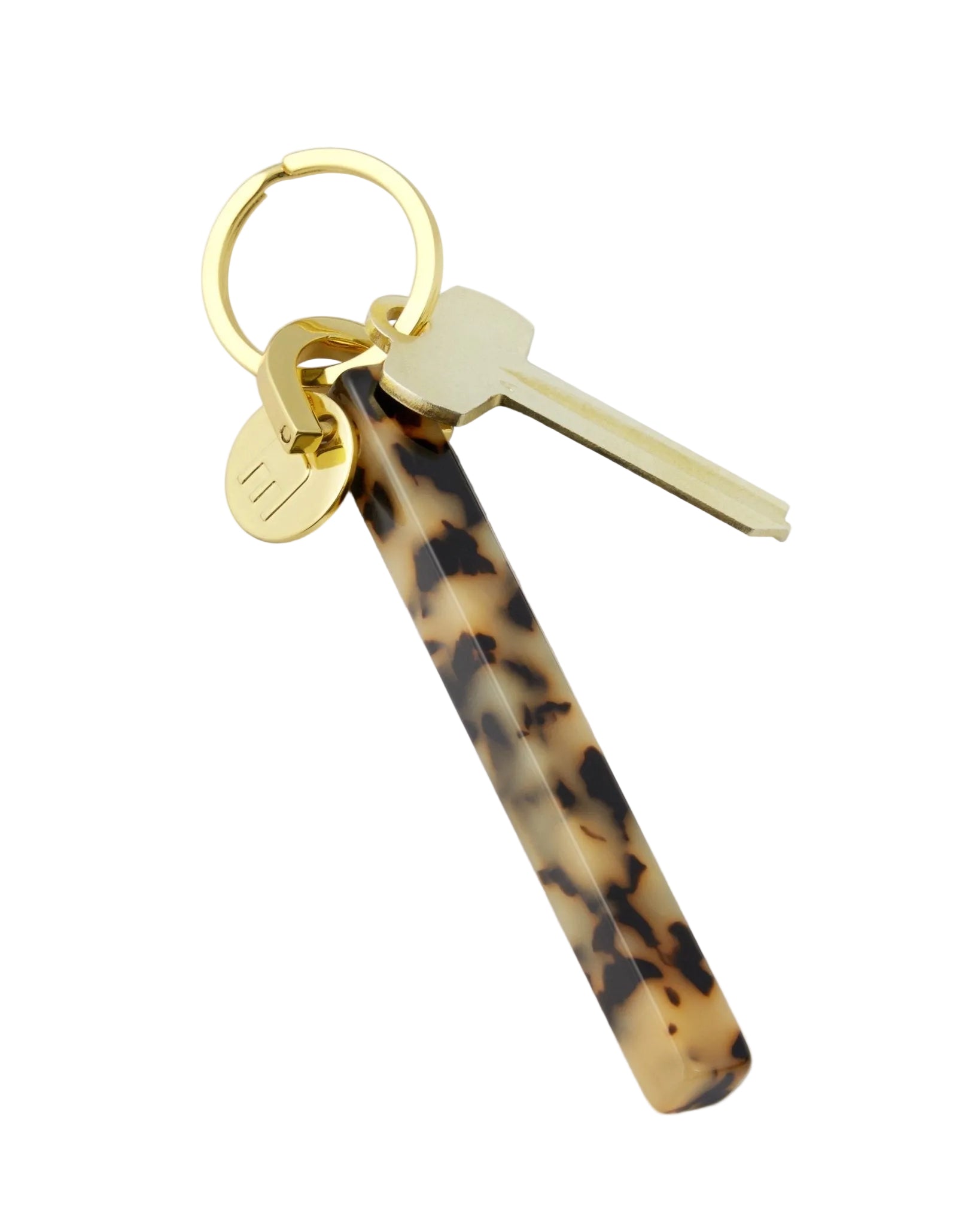 Bar Keychain in Blonde Tortoise - Gold