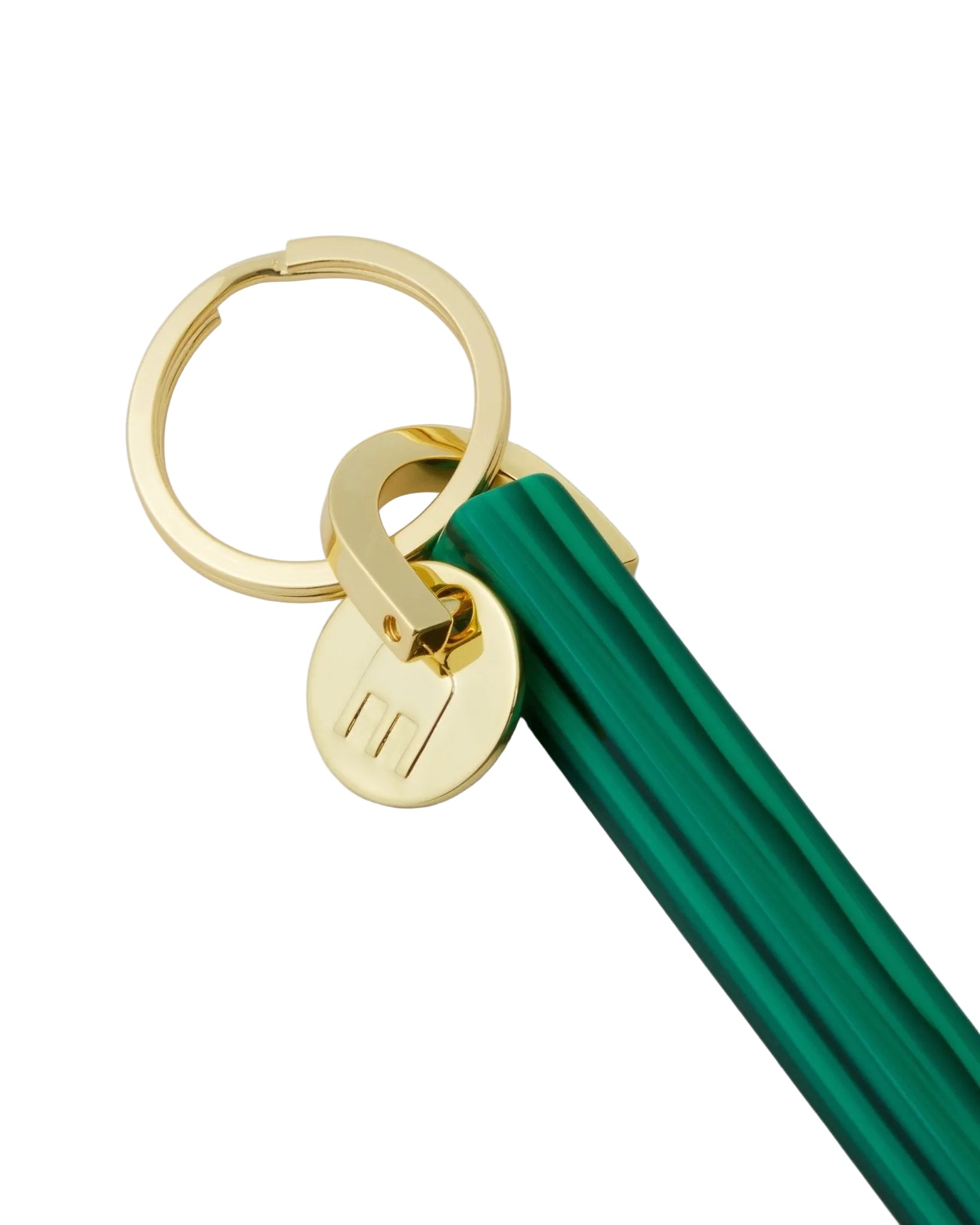 Bar Keychain in Malachite - Gold