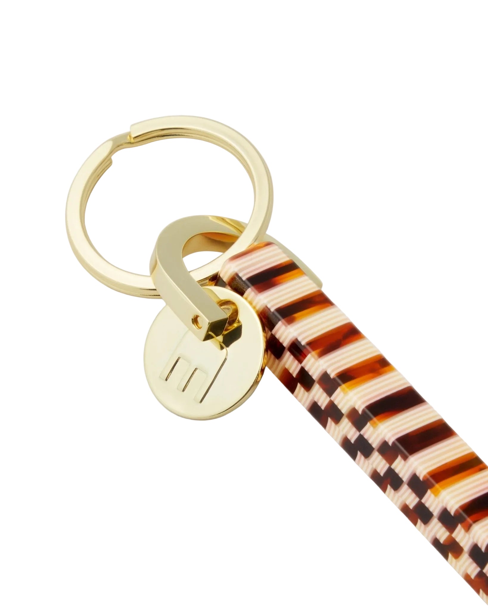 Bar Keychain in Tortoise Checker - Gold