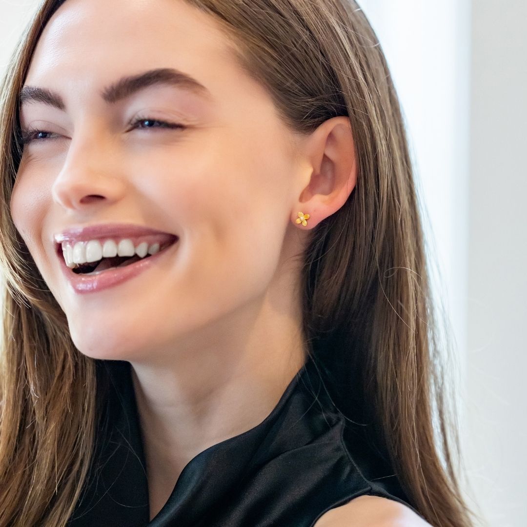 Tiny Bloom Gold Stud Earrings