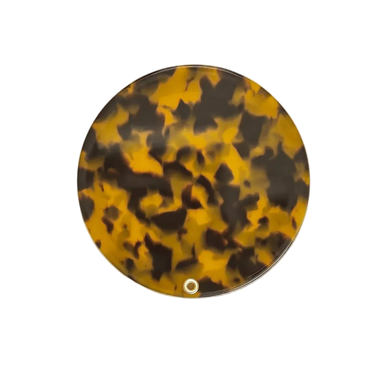 Round tortoiseshell disc on a white background