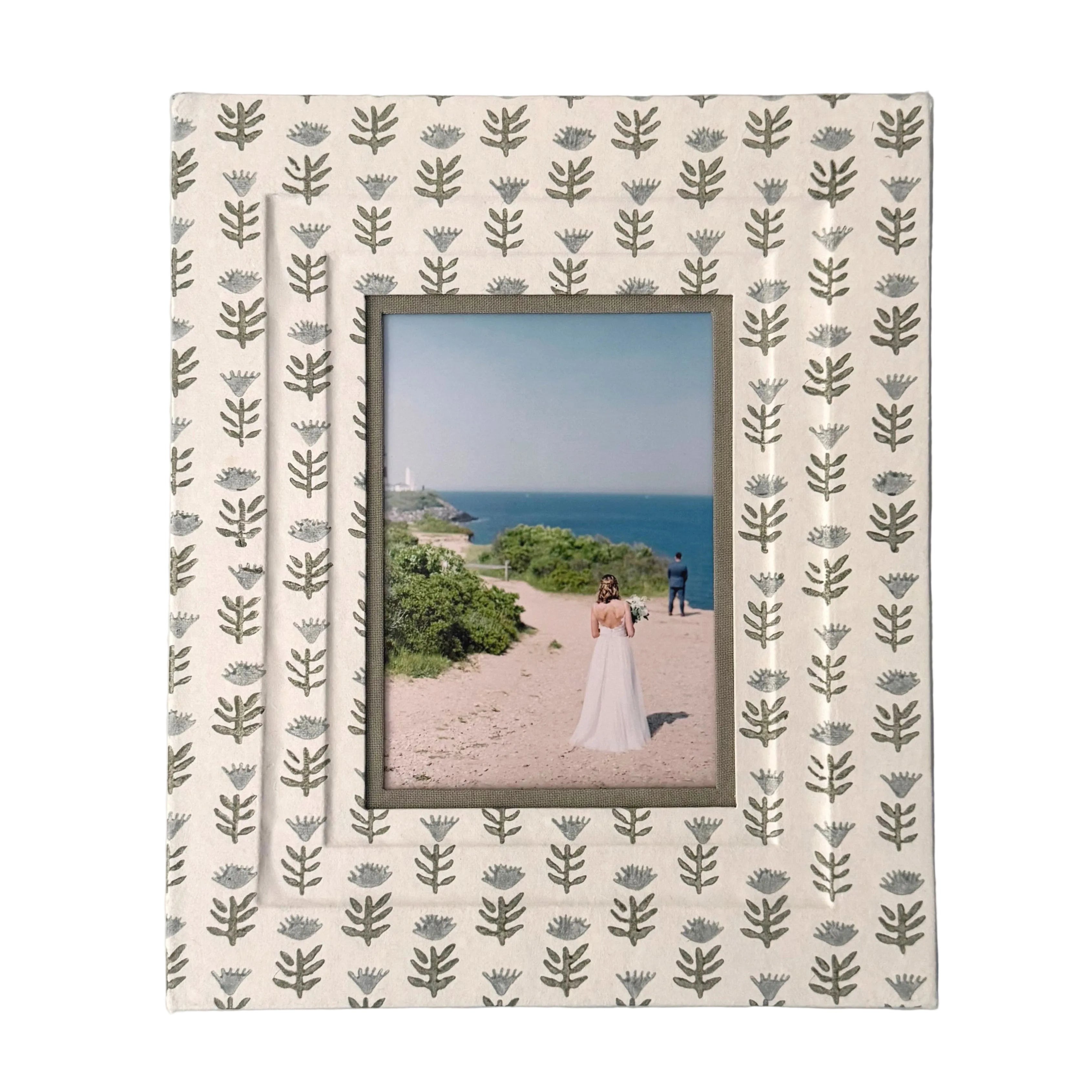 Block Printed Picture Frame in Claire Serene