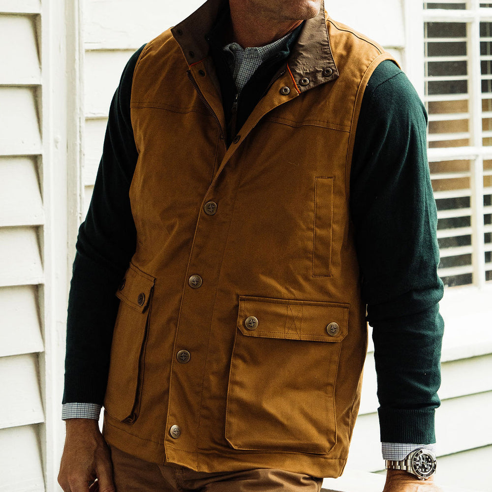 TSG Baeron Waxed Vest in Cigar