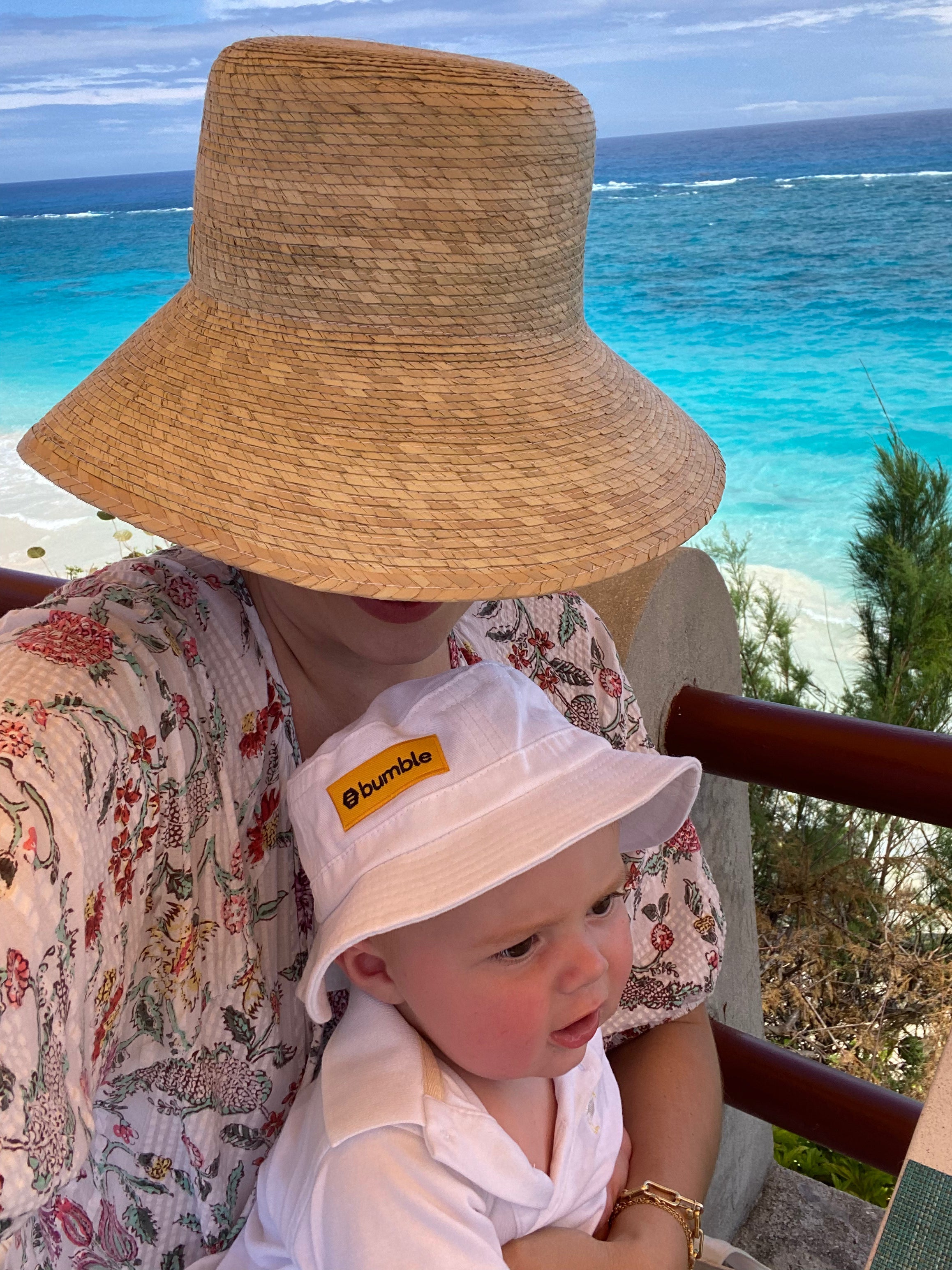 Clematis Bucket Hat - Pink Marigold Block Print Hat Scarf