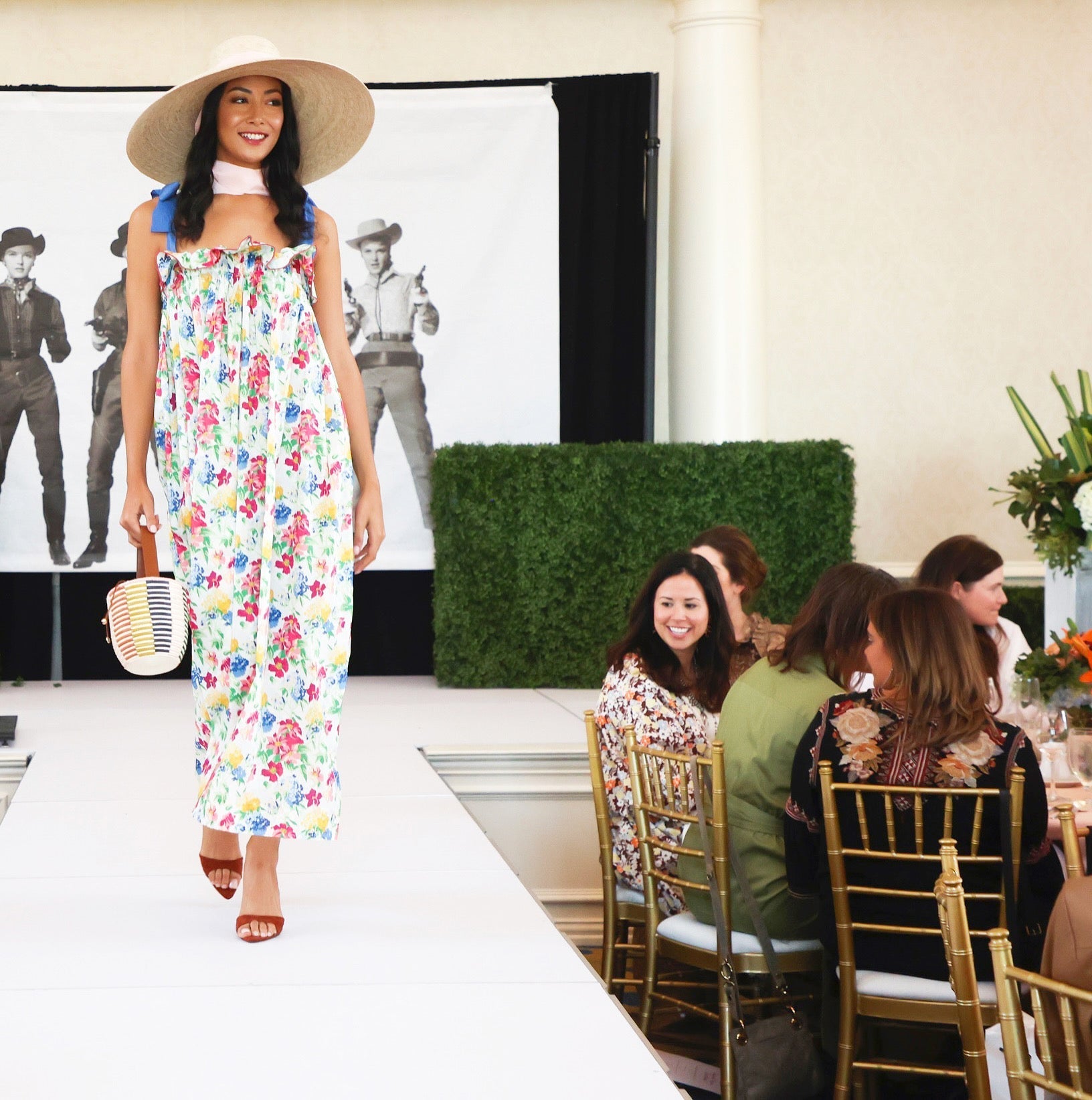 Daisy Sun Hat - Wide & Short Coral Grosgrain Ribbon