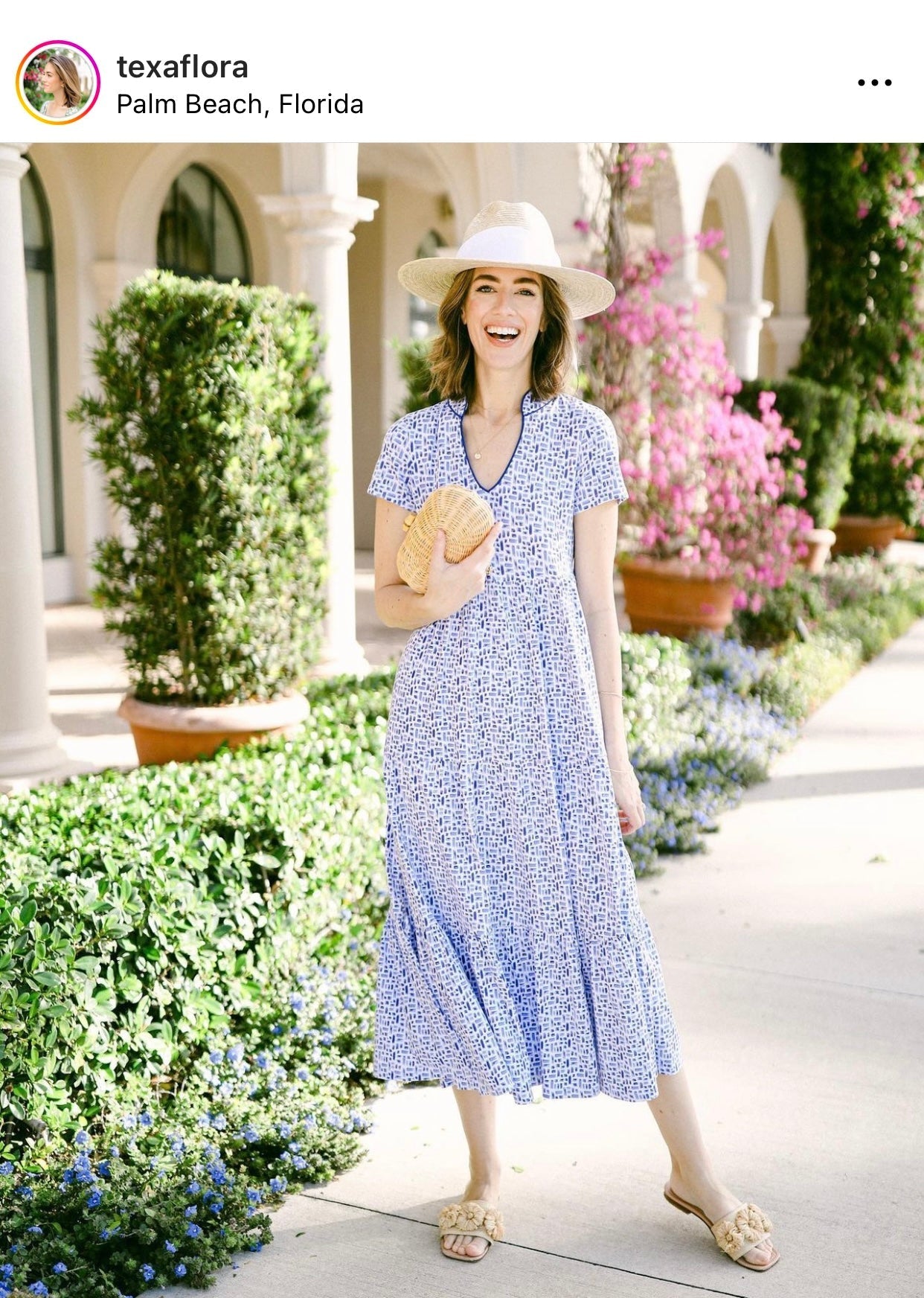 Zinnia Sun Hat - Blue Thistle Block Print Hat Scarf