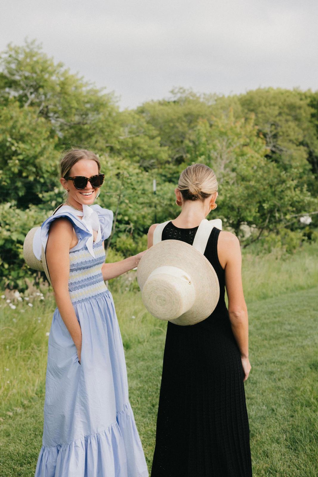 Clematis Bucket Hat - Wide & Short Navy Grosgrain Ribbon