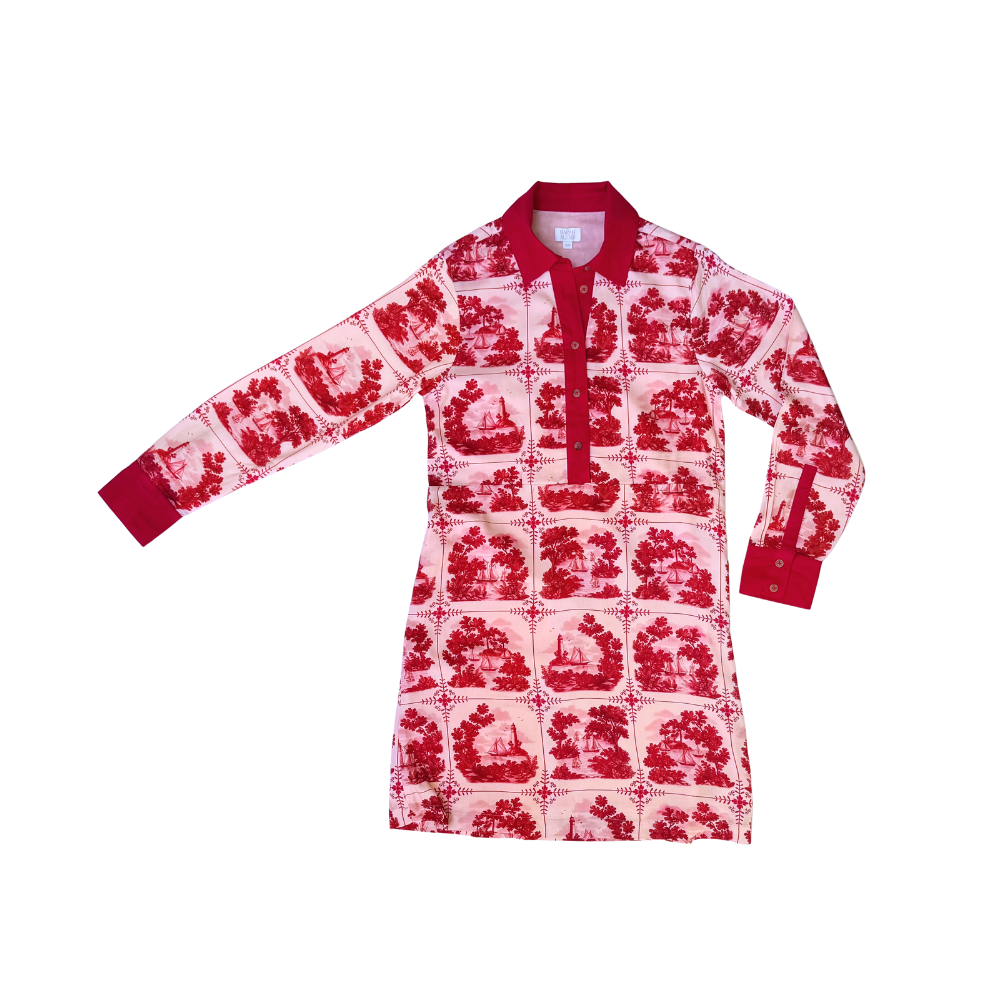 Jenny Shirt Dress - Red Sailor's Tile