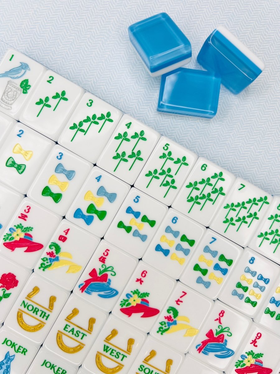 Mint and Roses Mahjong Tile Set