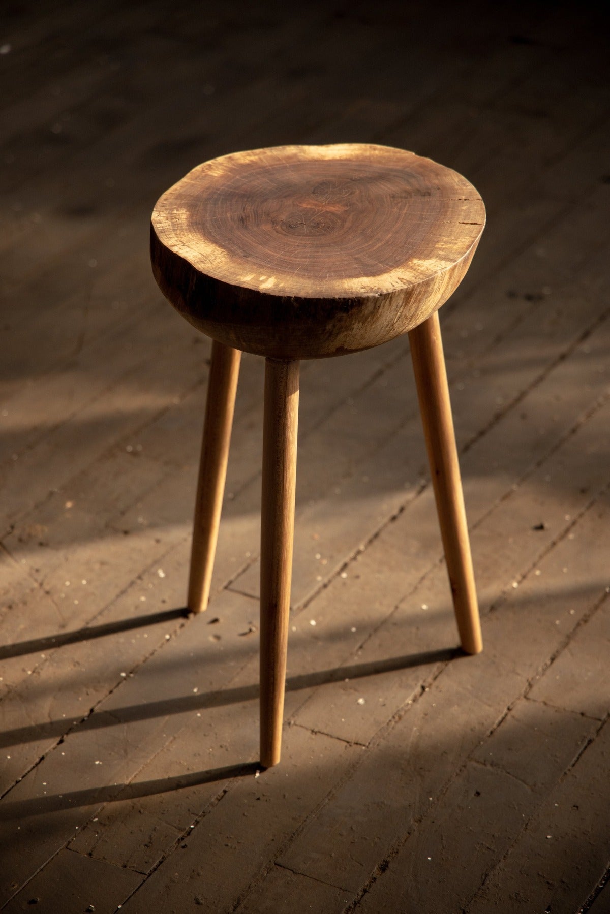 Live Edge Round Side Table | Fossil Table