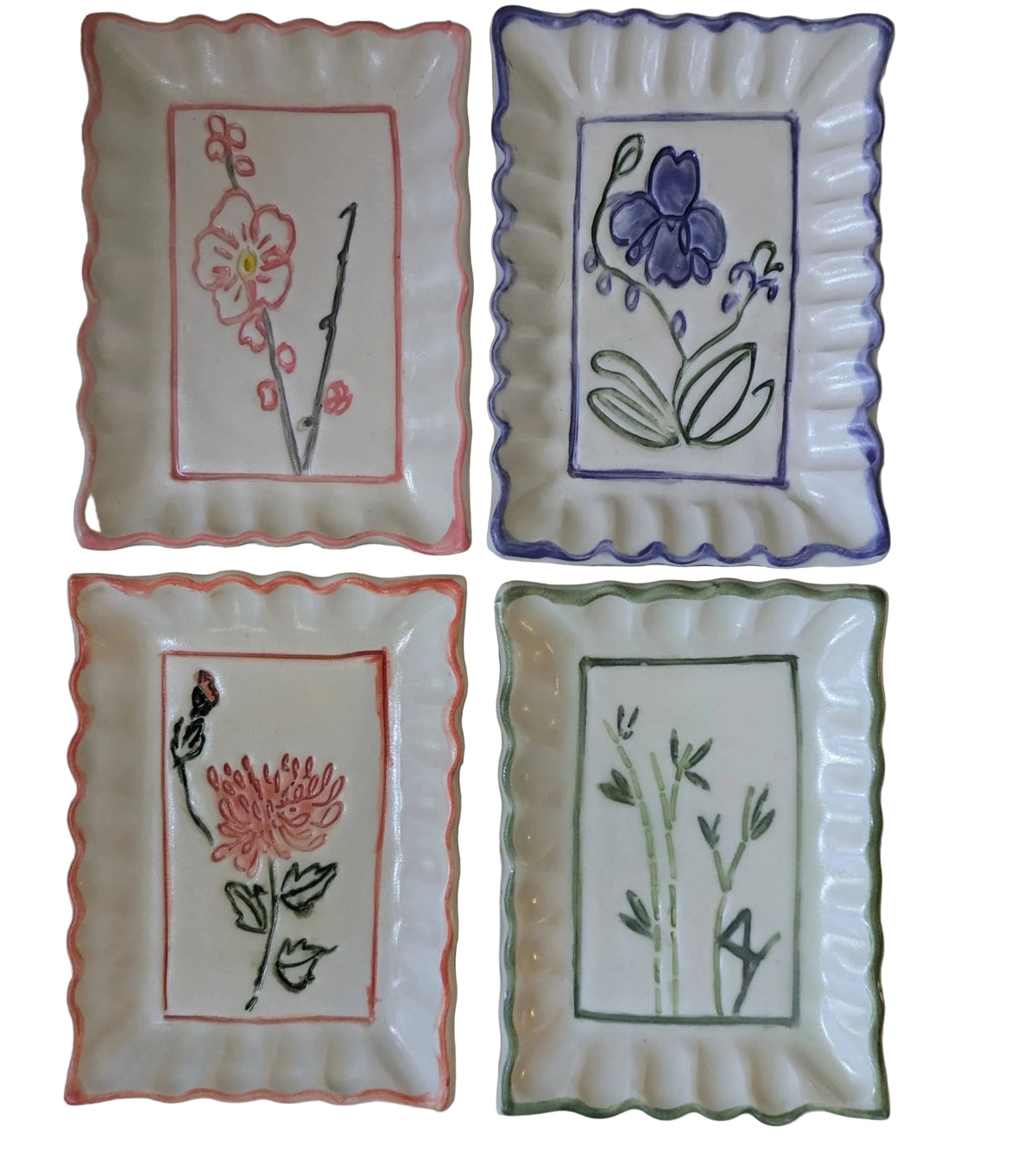 Mahjong Flower Snack Plates