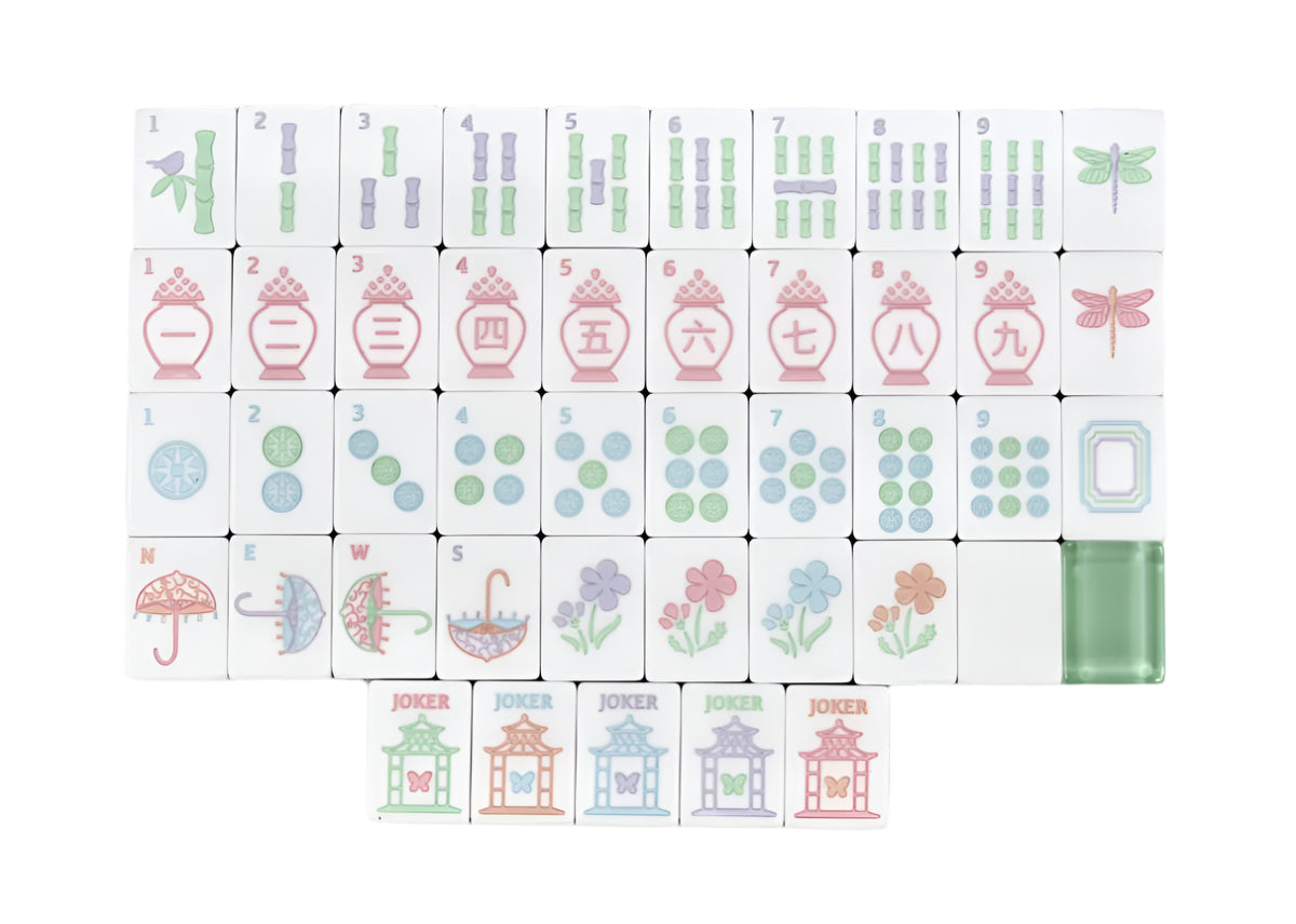 Garden Party Mahjong Tiles and Matching Mat