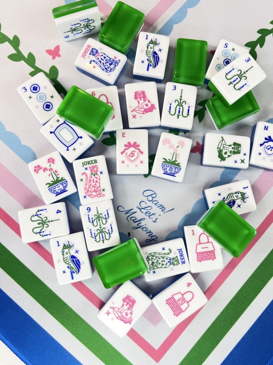 Grandmillennial Mahjong Tiles  and Matching Mat