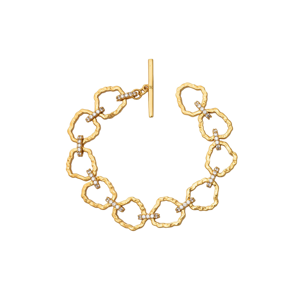 Gold chain bracelet on a white background