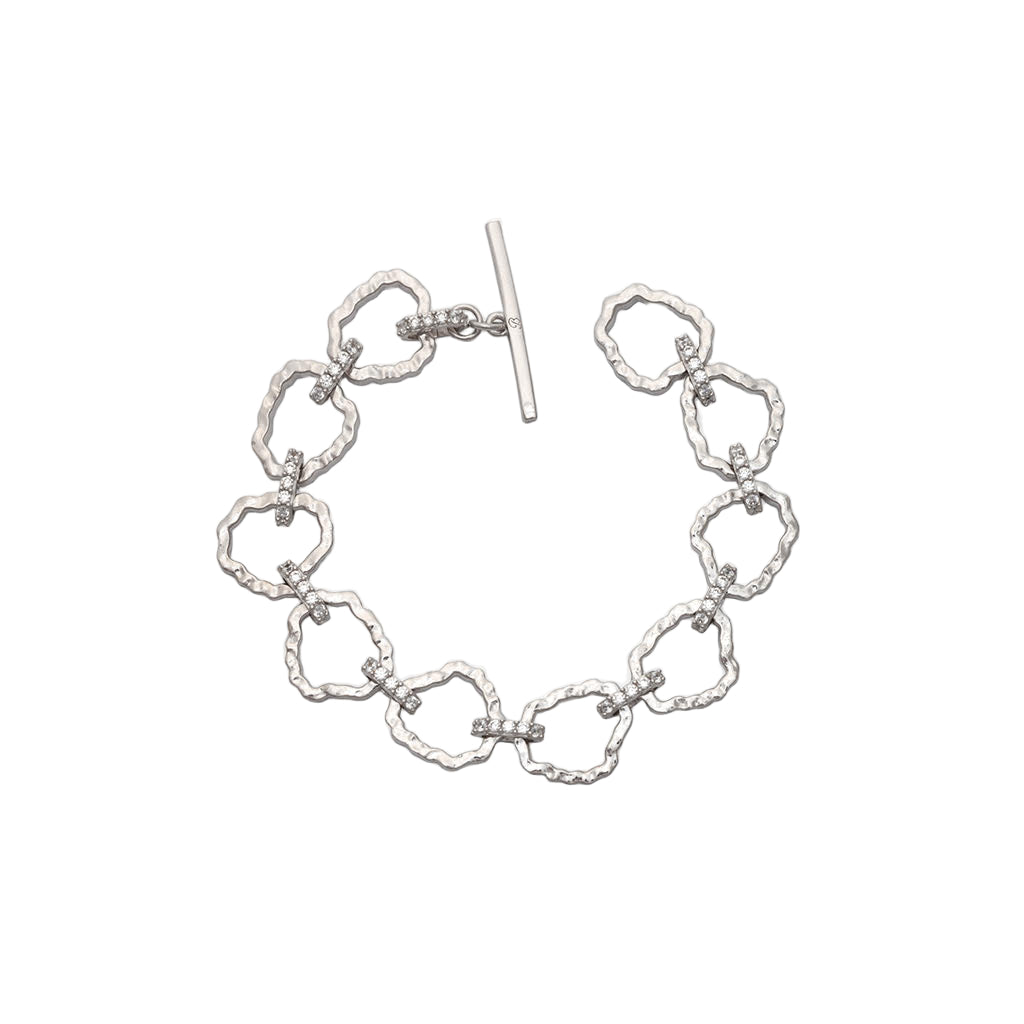 Silver chain bracelet on a white background
