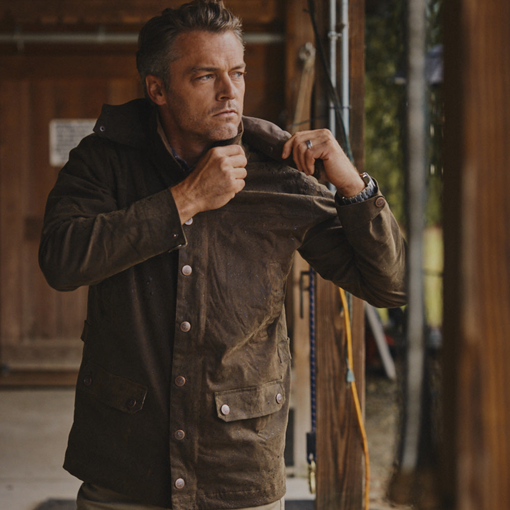 TSG Baeron Waxed Jacket in Rustic Olive
