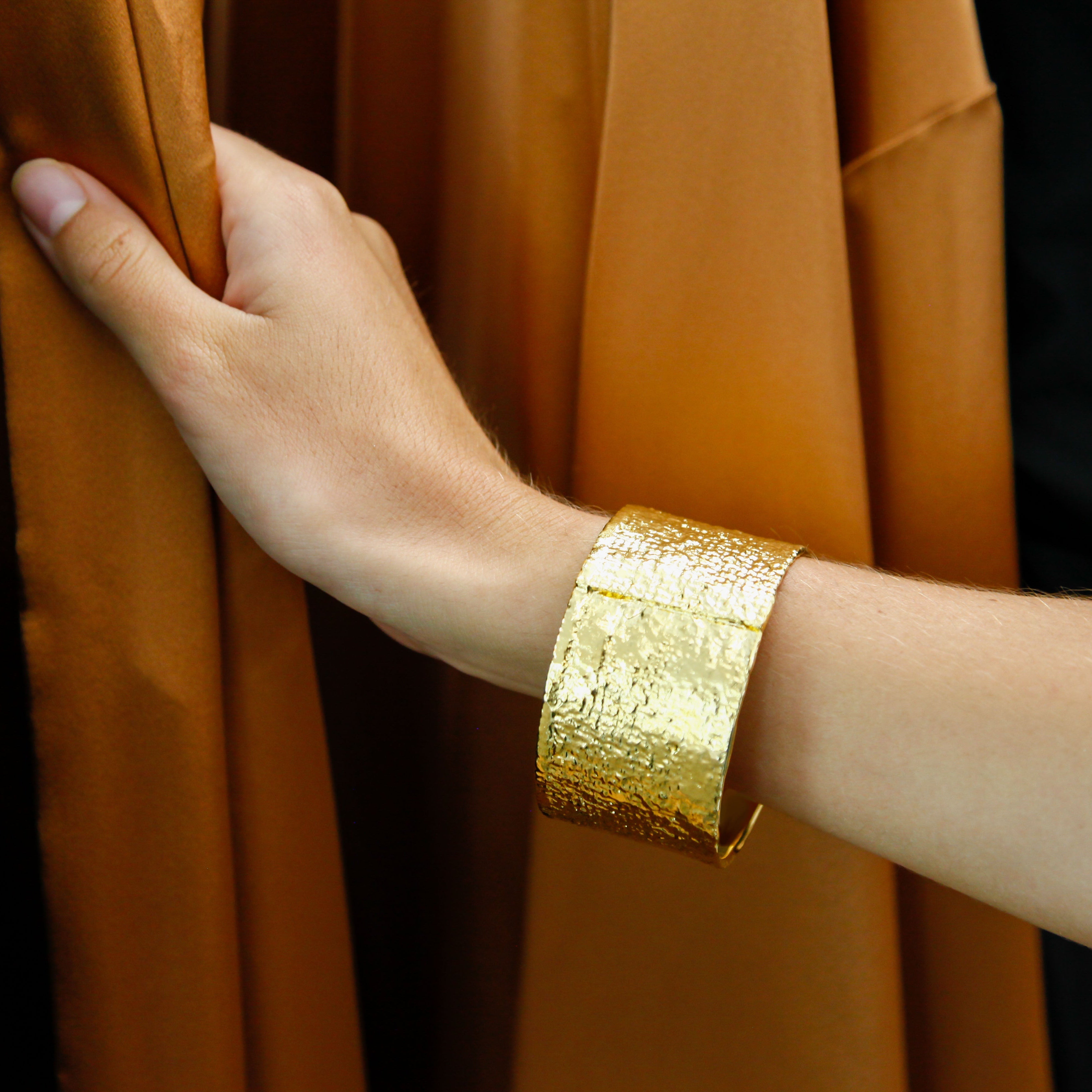 Gold Plate Burlap Bangle