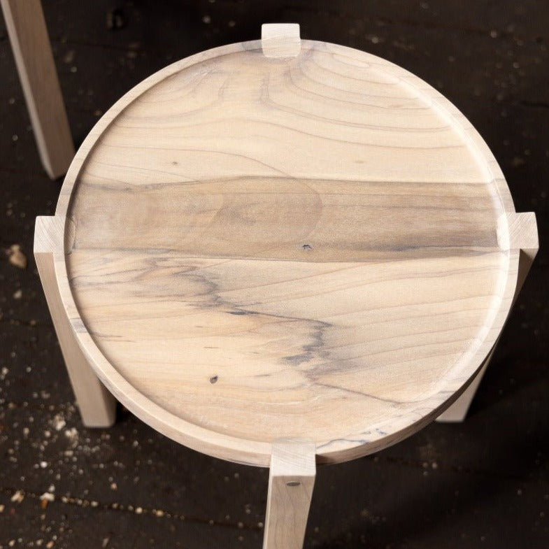Waverly Side Table | Modern Round Wood Side Table with Metal Details