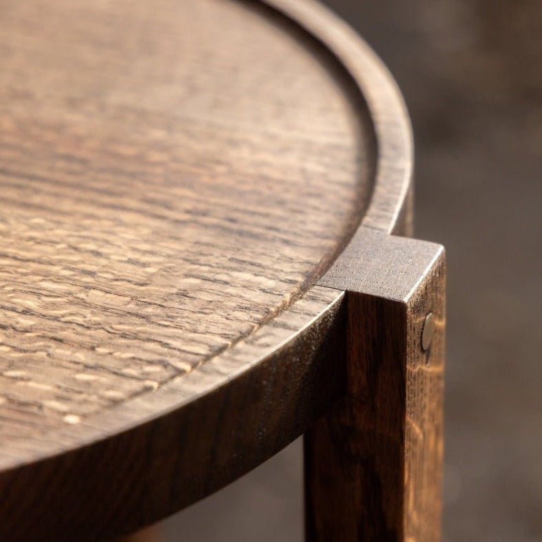 Waverly Side Table | Modern Round Wood Side Table with Metal Details