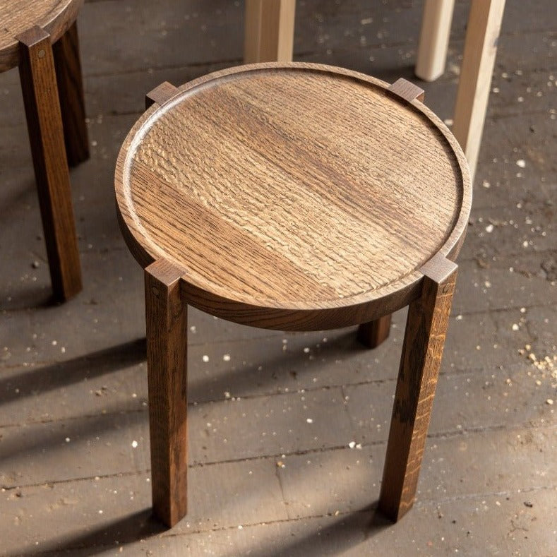 Waverly Side Table | Modern Round Wood Side Table with Metal Details