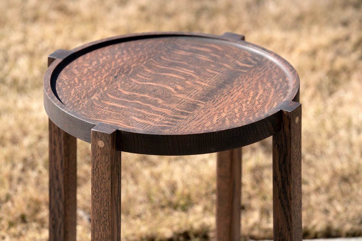 Waverly Side Table | Modern Round Wood Side Table with Metal Details