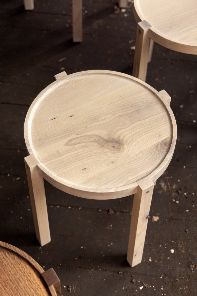 Waverly Side Table | Modern Round Wood Side Table with Metal Details